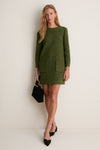 Olive Wool Boucle Pearson Dress