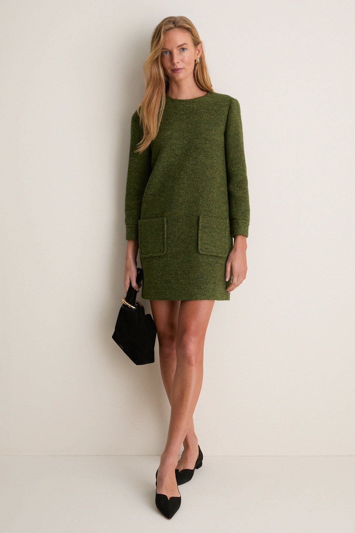 Olive Wool Boucle Pearson Dress