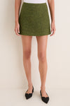 Olive Wool Boucle Meg A-Line Mini Skirt