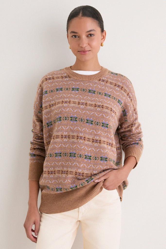 Camel Fair Isle Wool Verbier Crewneck