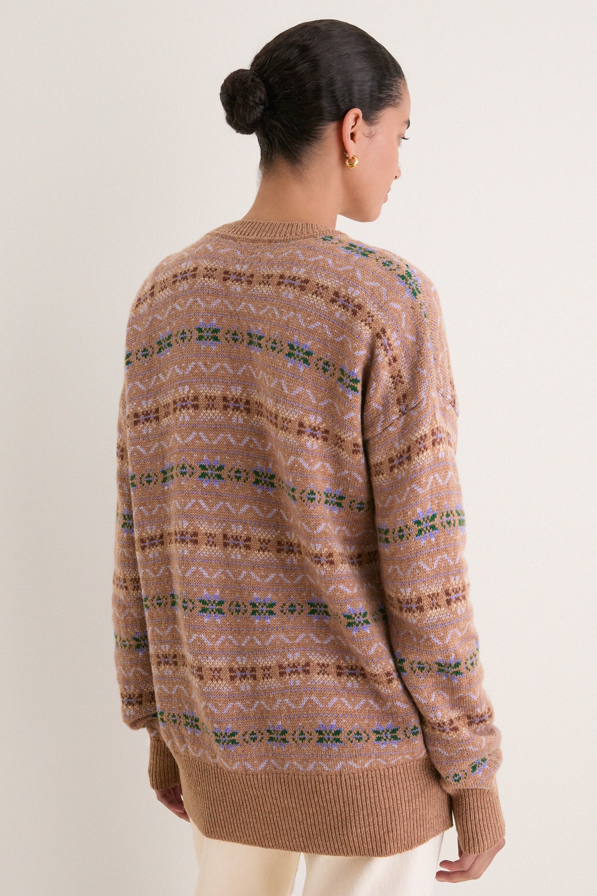 Camel Fair Isle Wool Verbier Crewneck