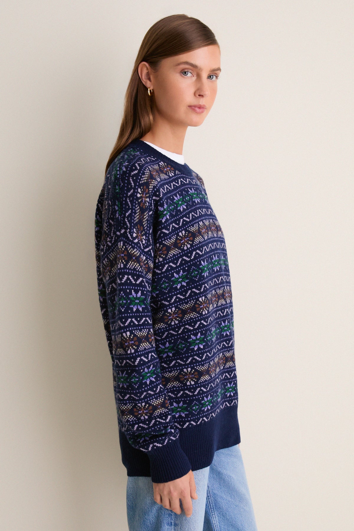 Midnight Fair Isle Wool Verbier Crewneck