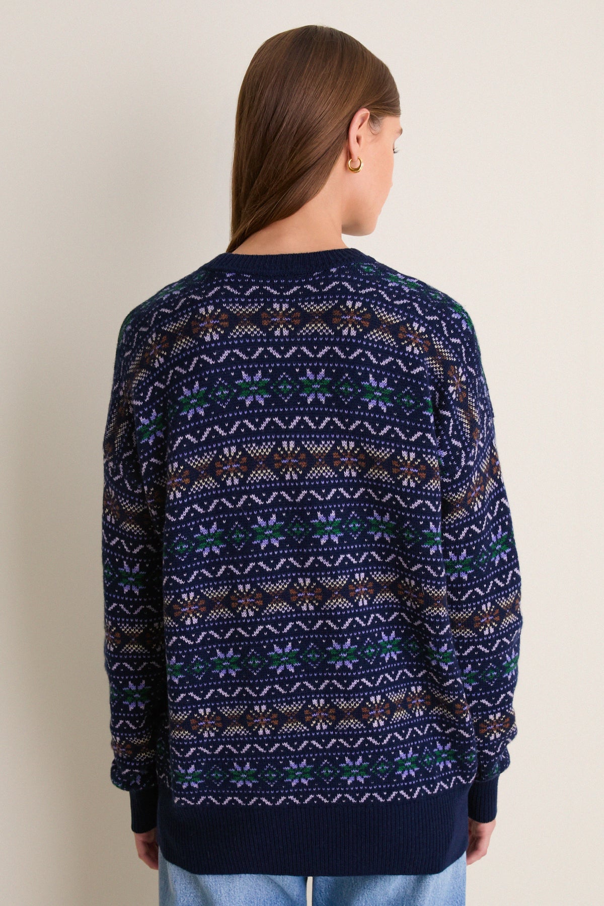 Midnight Fair Isle Wool Verbier Crewneck