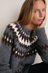 Gray and Brown Marlow Fair Isle Cardigan