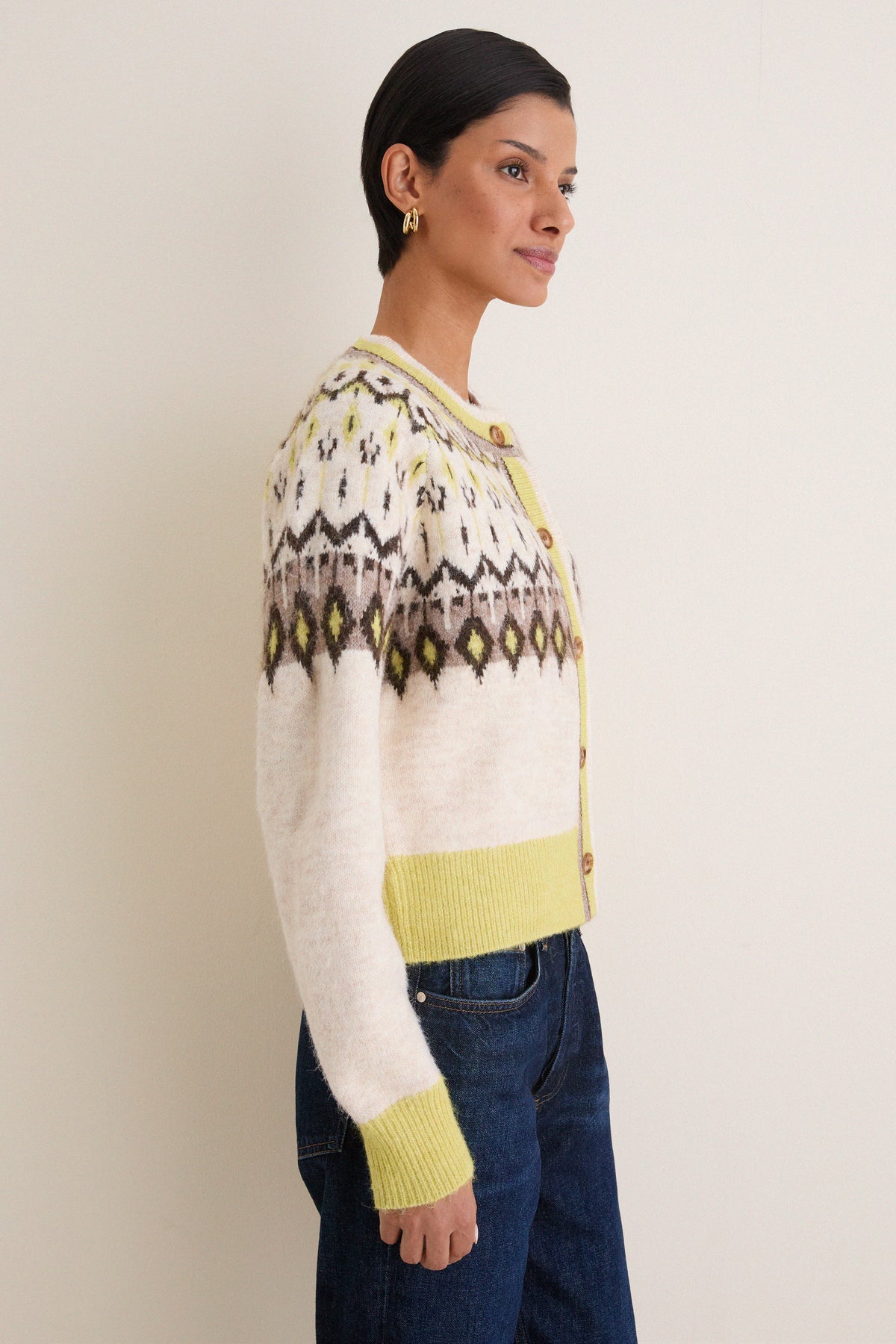 Oat and Lemon Quinn Fair Isle Cardigan