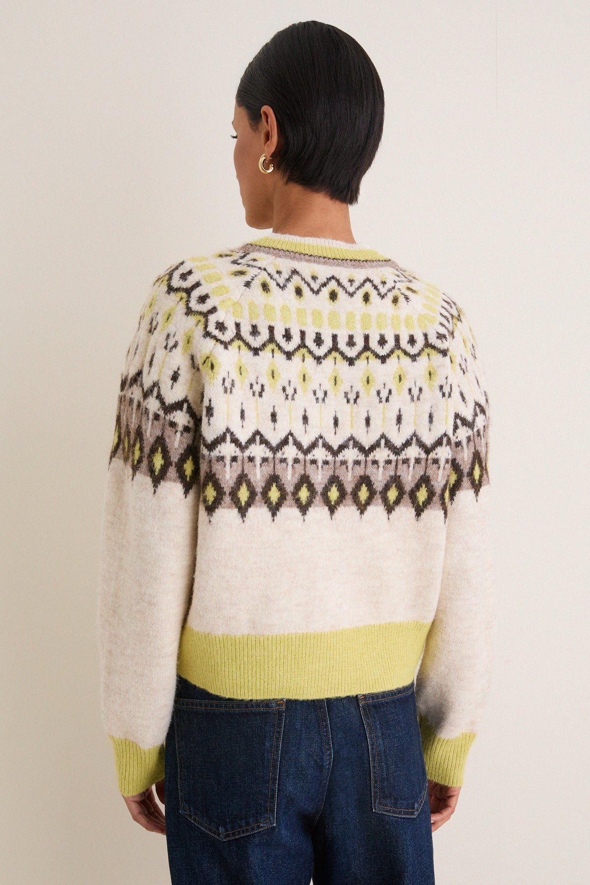 Oat and Lemon Quinn Fair Isle Cardigan