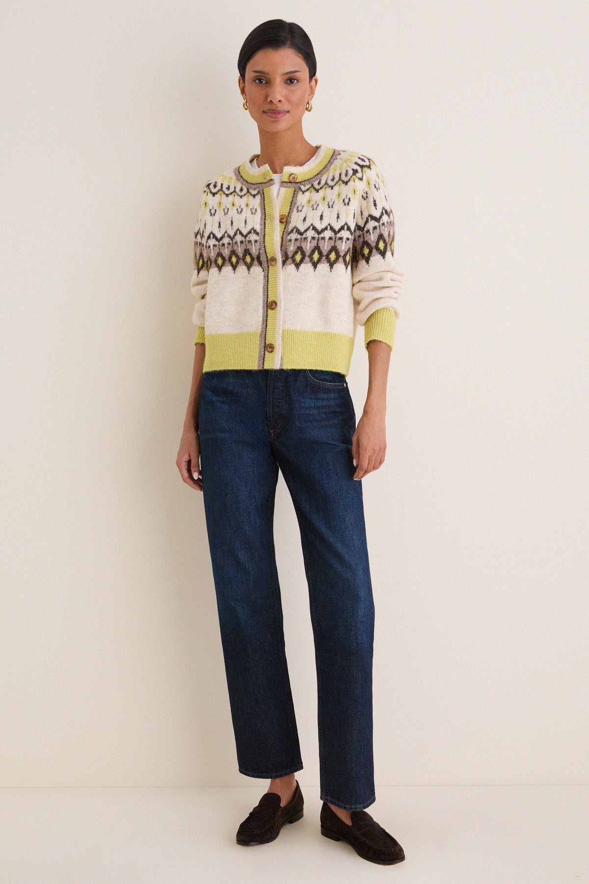 Oat and Lemon Quinn Fair Isle Cardigan