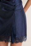 Navy Ryann Mock Neck Lace Hem Mini Dress