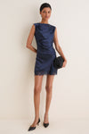 Navy Ryann Mock Neck Lace Hem Mini Dress