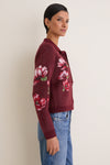 Maroon Viviana Floral Motif Cardigan