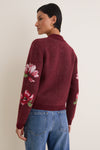 Maroon Viviana Floral Motif Cardigan