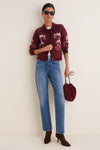 Maroon Viviana Floral Motif Cardigan