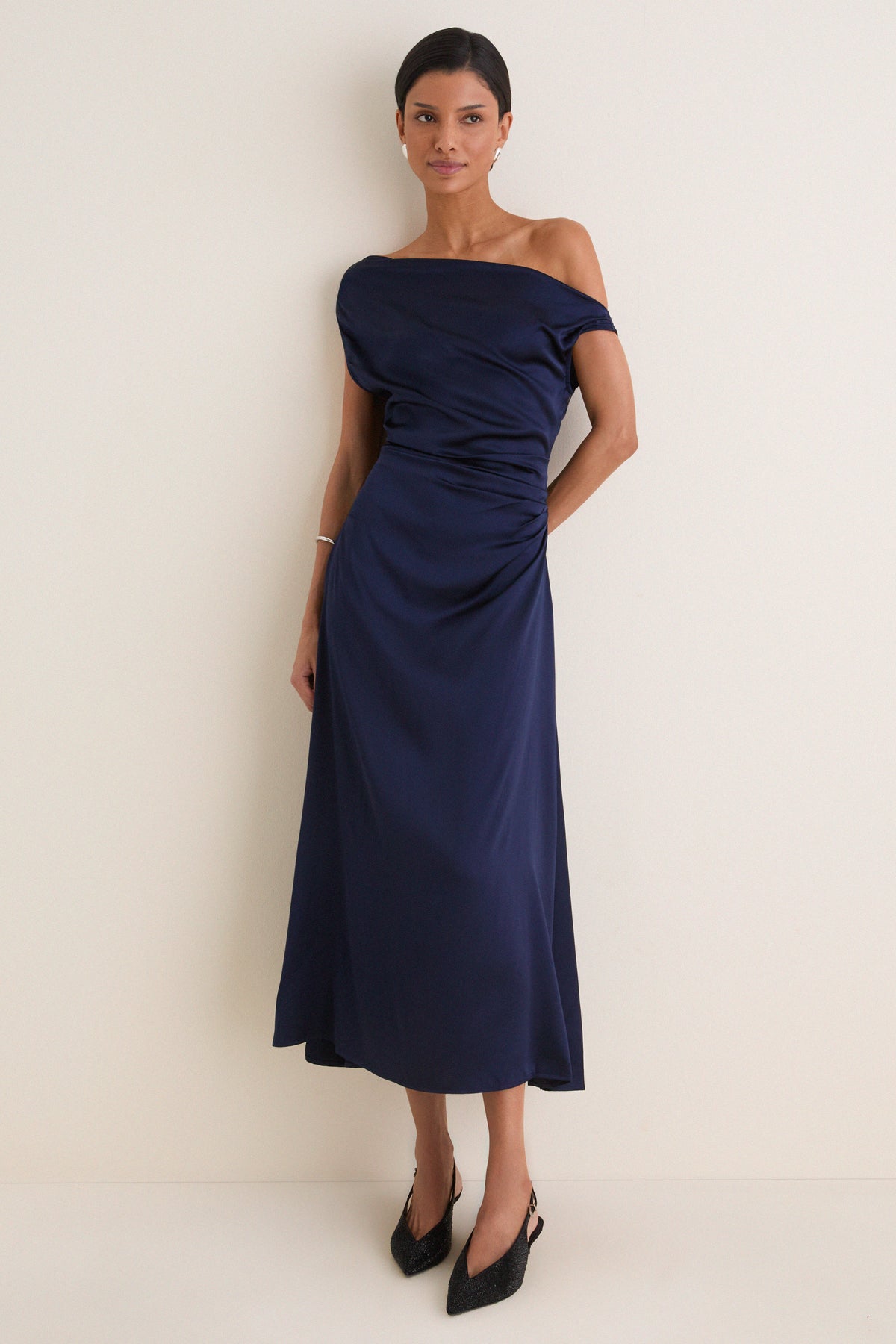 Navy Phare Silk Dress