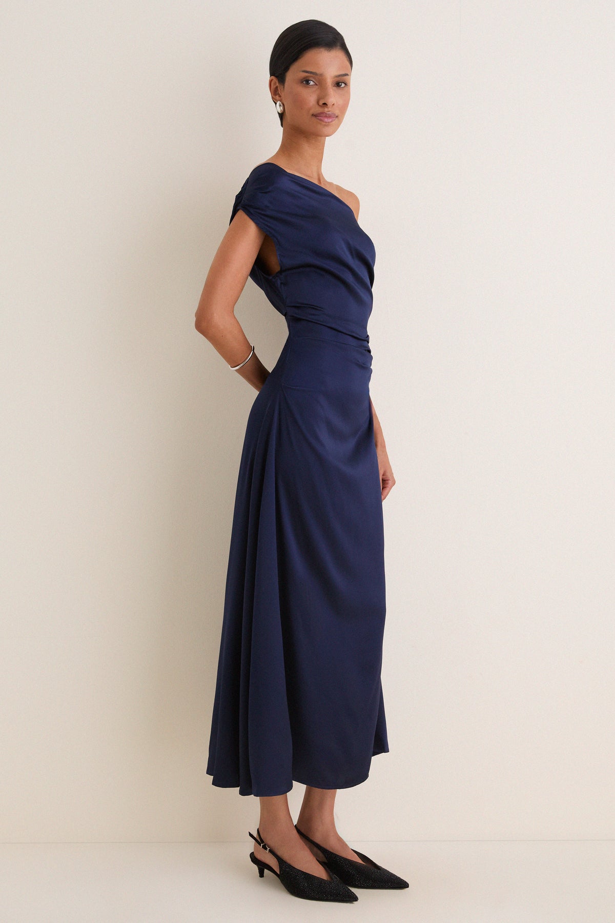 Navy Phare Silk Dress