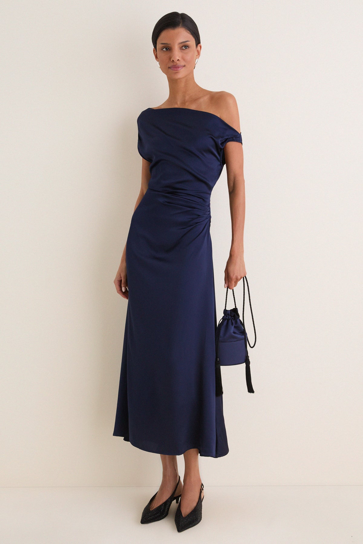Navy Phare Silk Dress