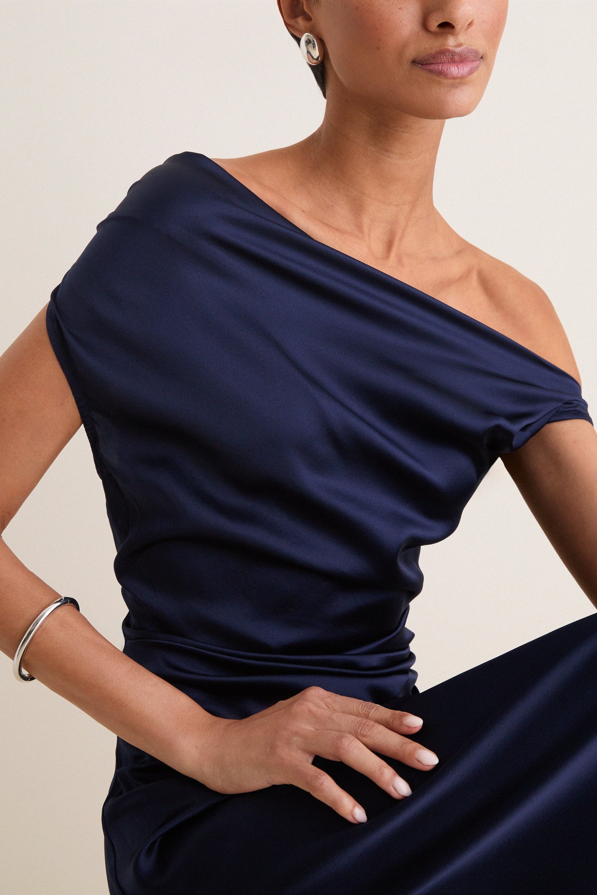 Navy Phare Silk Dress