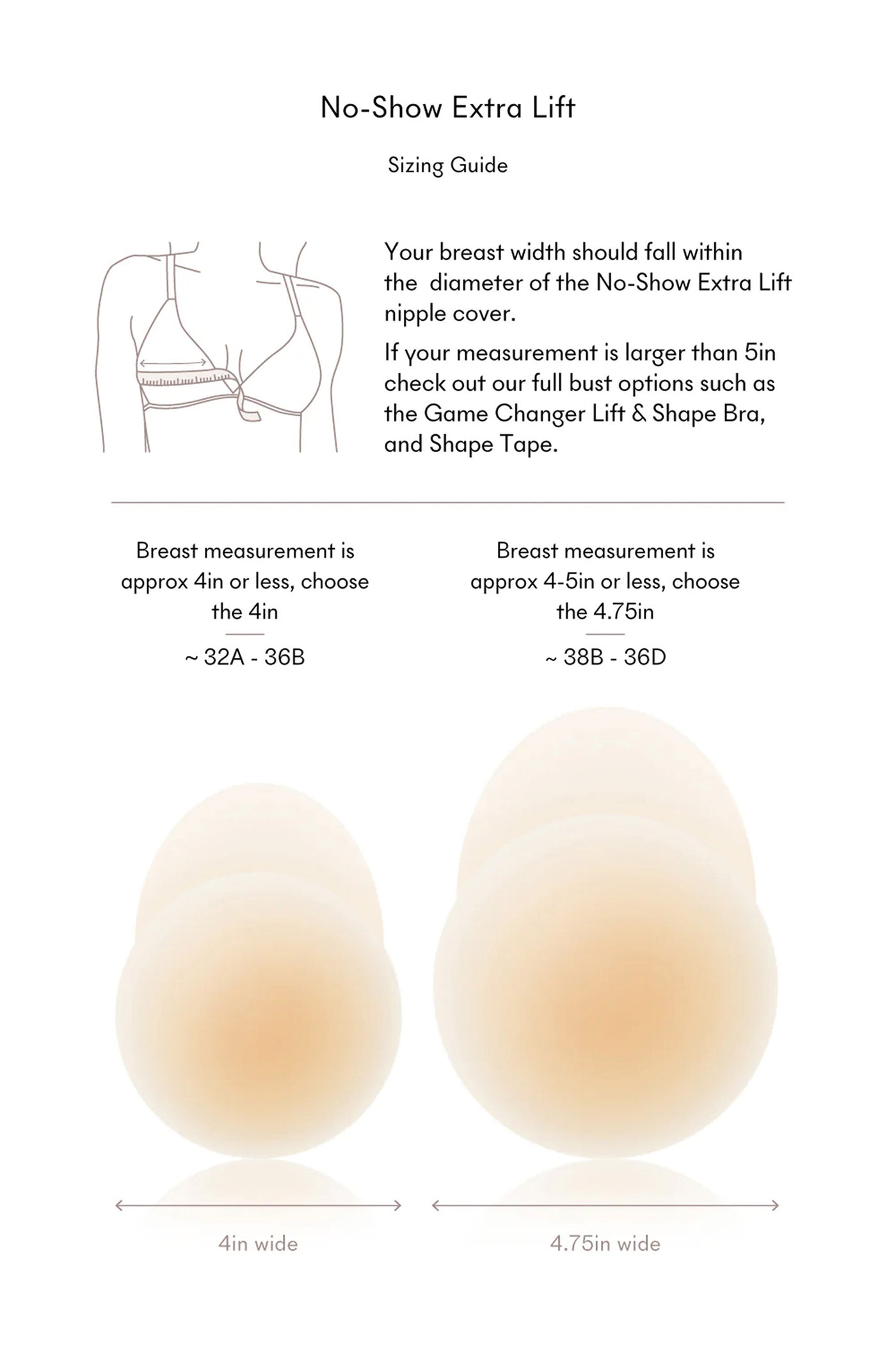 Soft Tan No-Show Extra Lift Nipple Covers 3.75IN