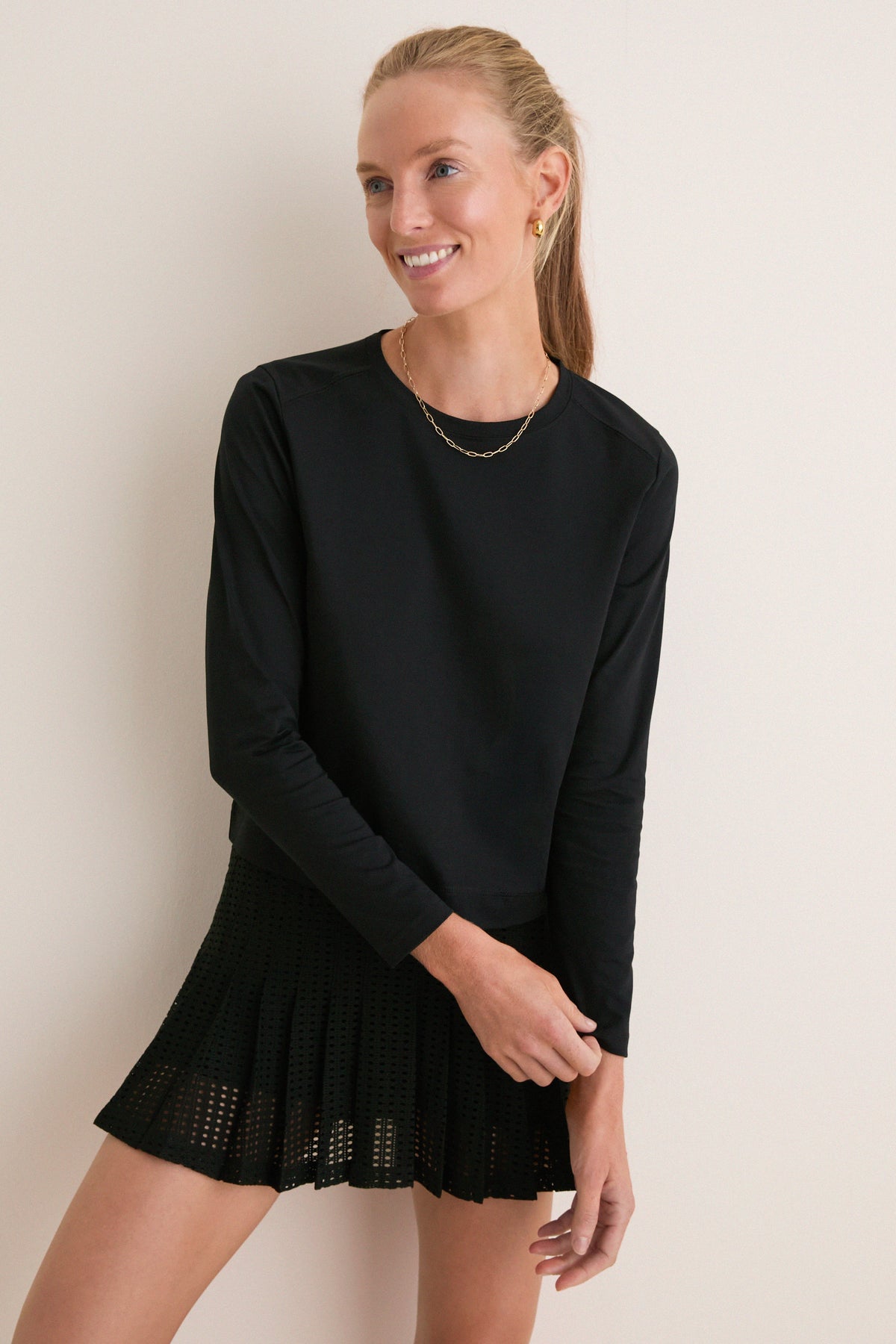 Black Long Sleeve Performance Cotton Sasha Tee