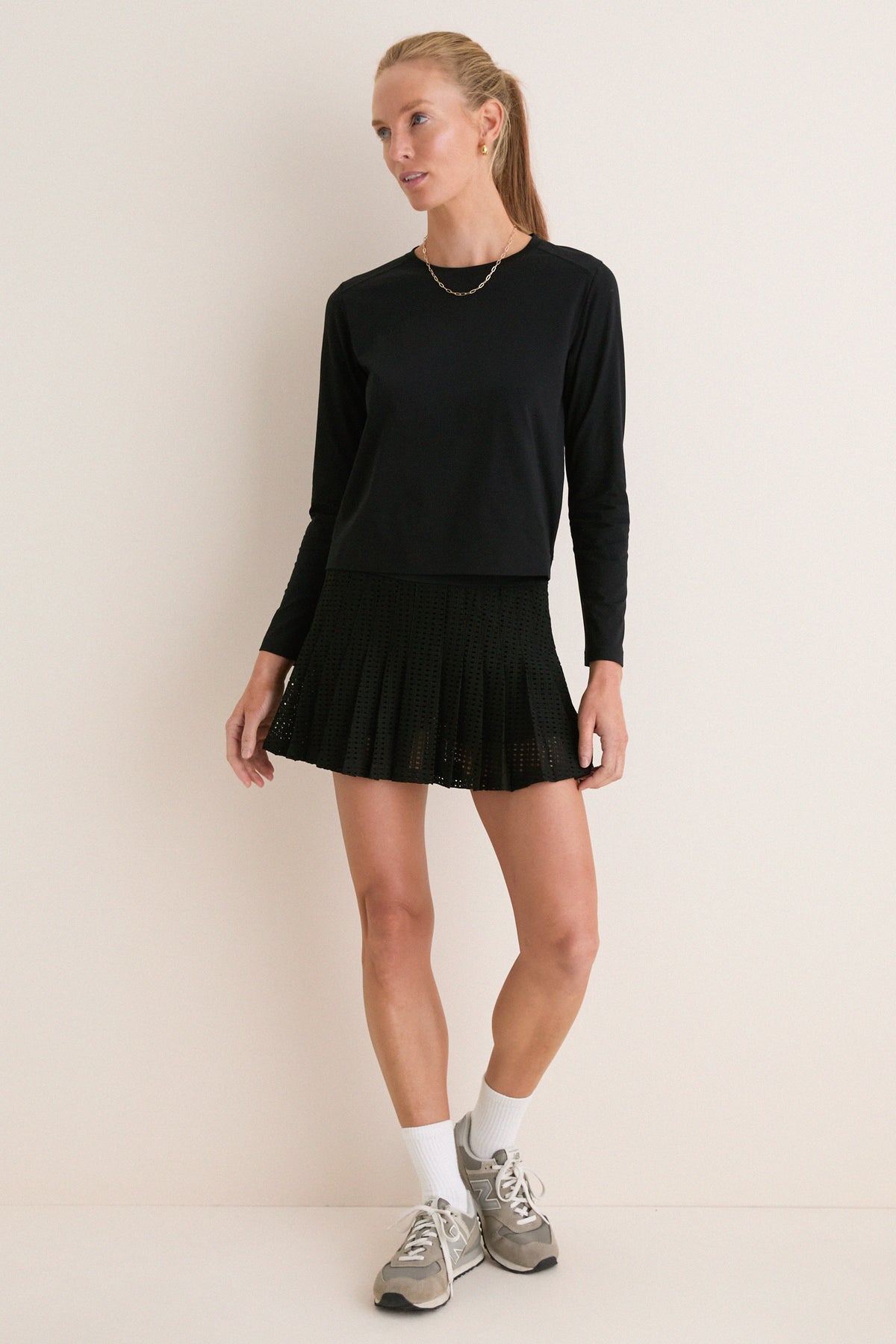 Black Long Sleeve Performance Cotton Sasha Tee