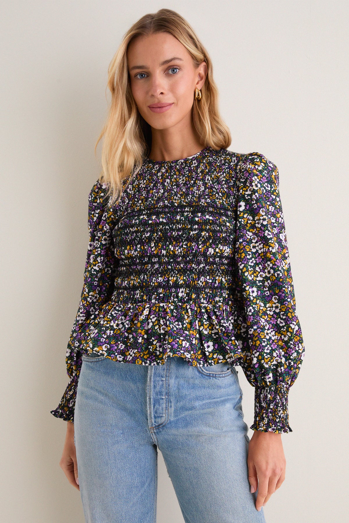 Figgy Floral Smocked Eliana Blouse