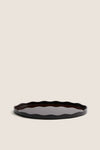 Large Scalloped Oval Chestnut Lacquer Tray