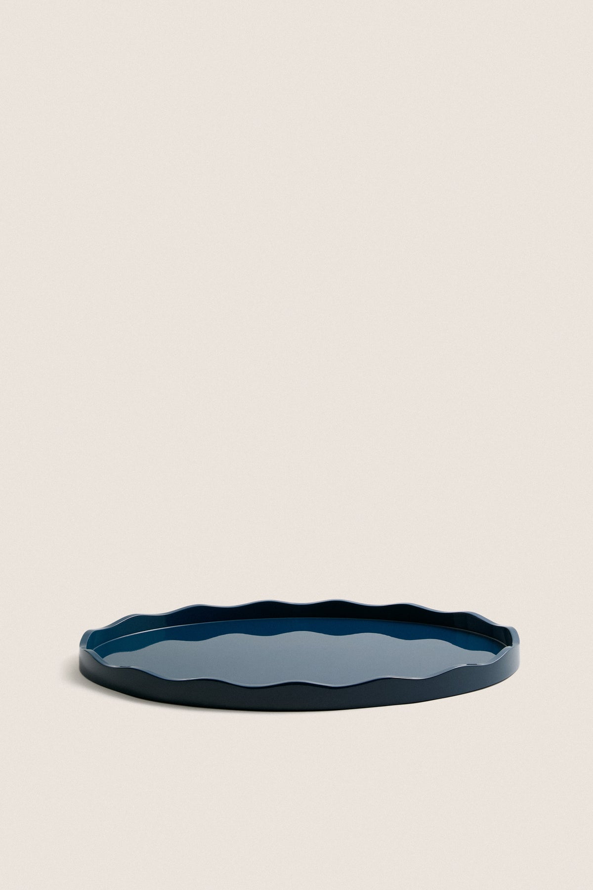 Large Scalloped Oval Legion Blue Lacquer Tray