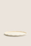 Large Scalloped Oval Cream Lacquer Tray