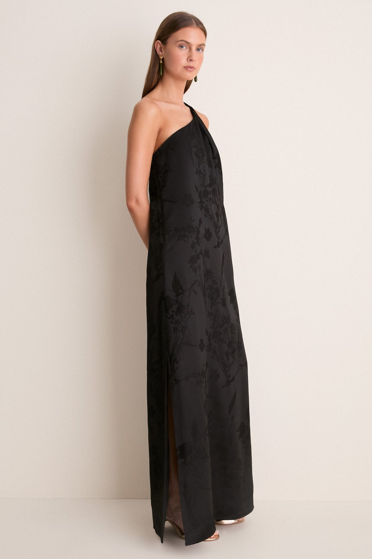 Black Jacquard Soleil Gown