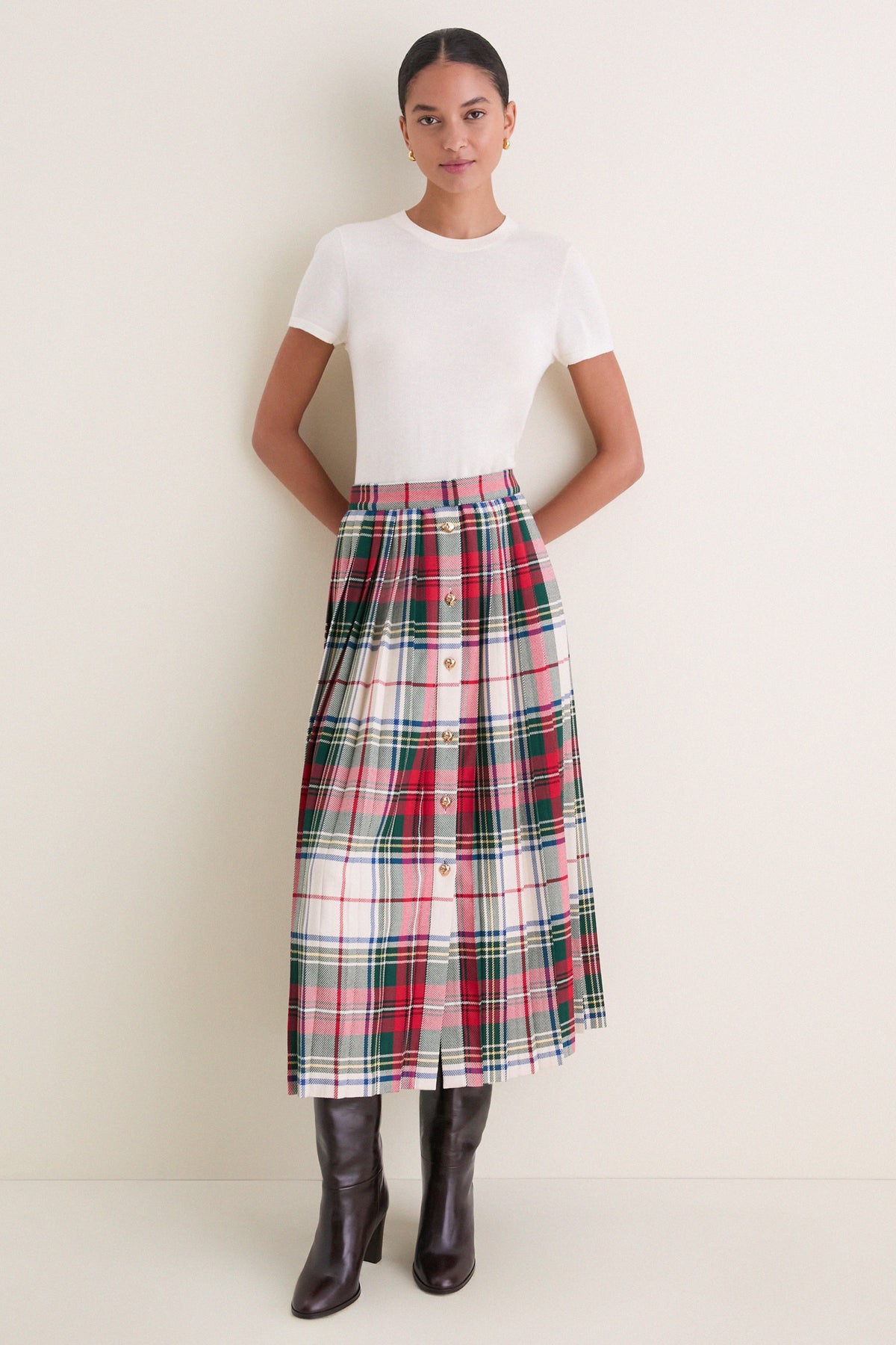 Kensington Plaid Crimson Harlan Skirt