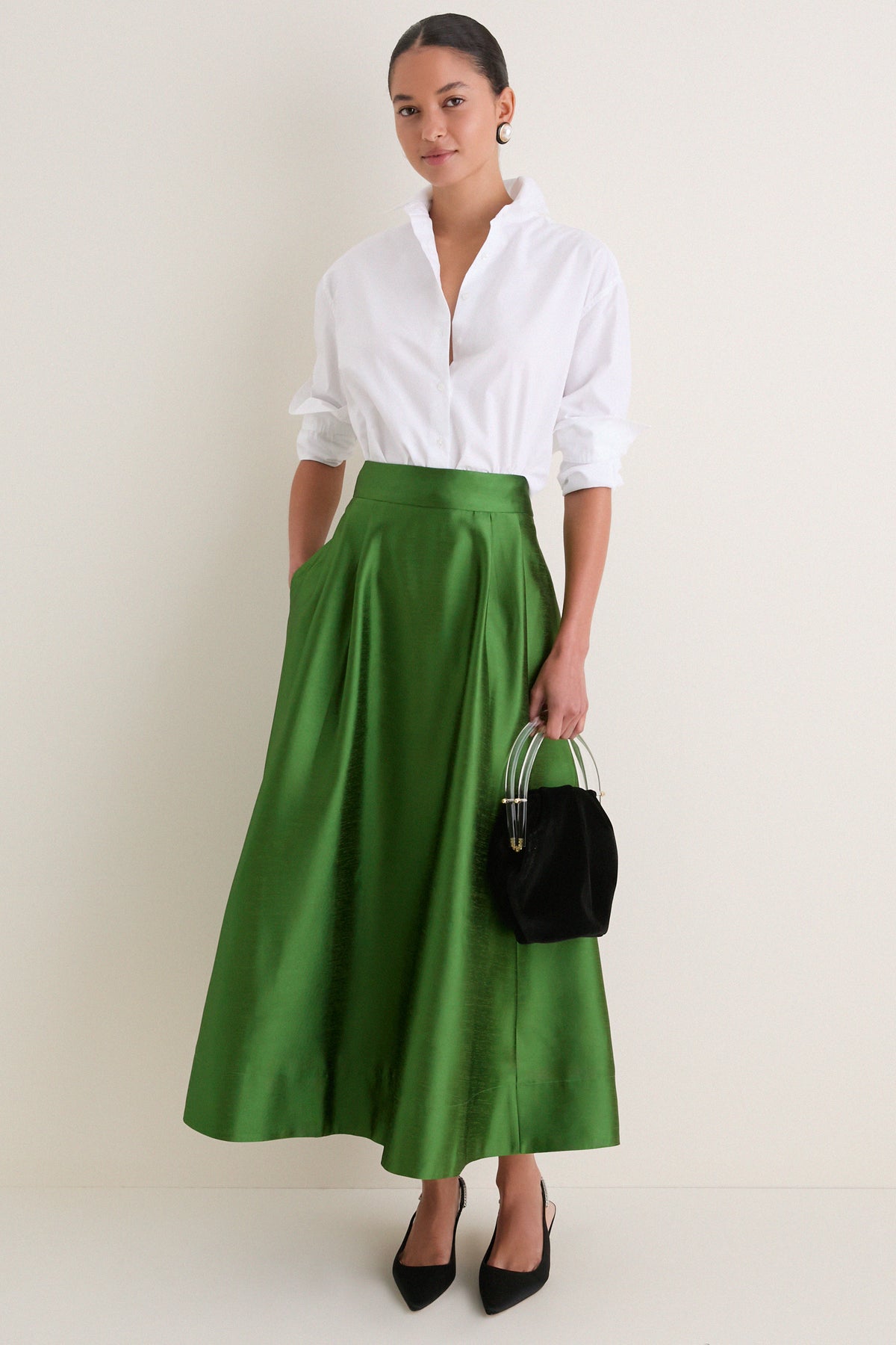 Green Dupioni Kendall Skirt