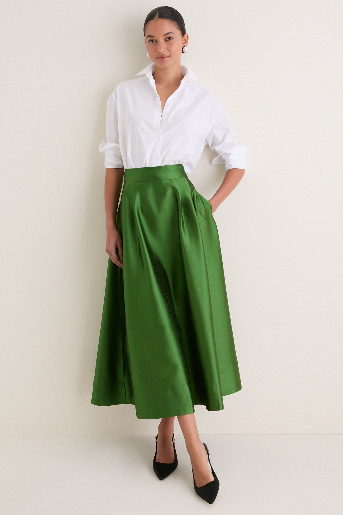 Green Dupioni Kendall Skirt