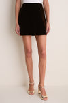 Dark Brown Velvet Opal Straight Mini Skirt