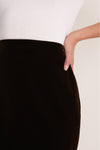 Dark Brown Velvet Opal Straight Mini Skirt