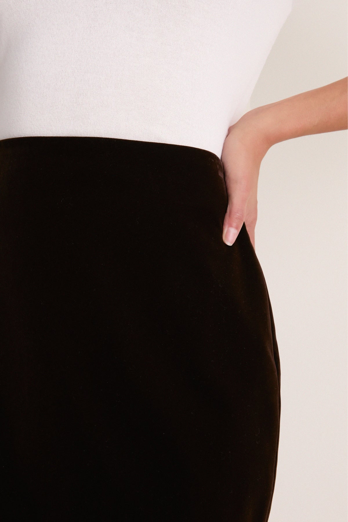 Dark Brown Velvet Opal Straight Mini Skirt