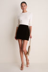 Dark Brown Velvet Opal Straight Mini Skirt