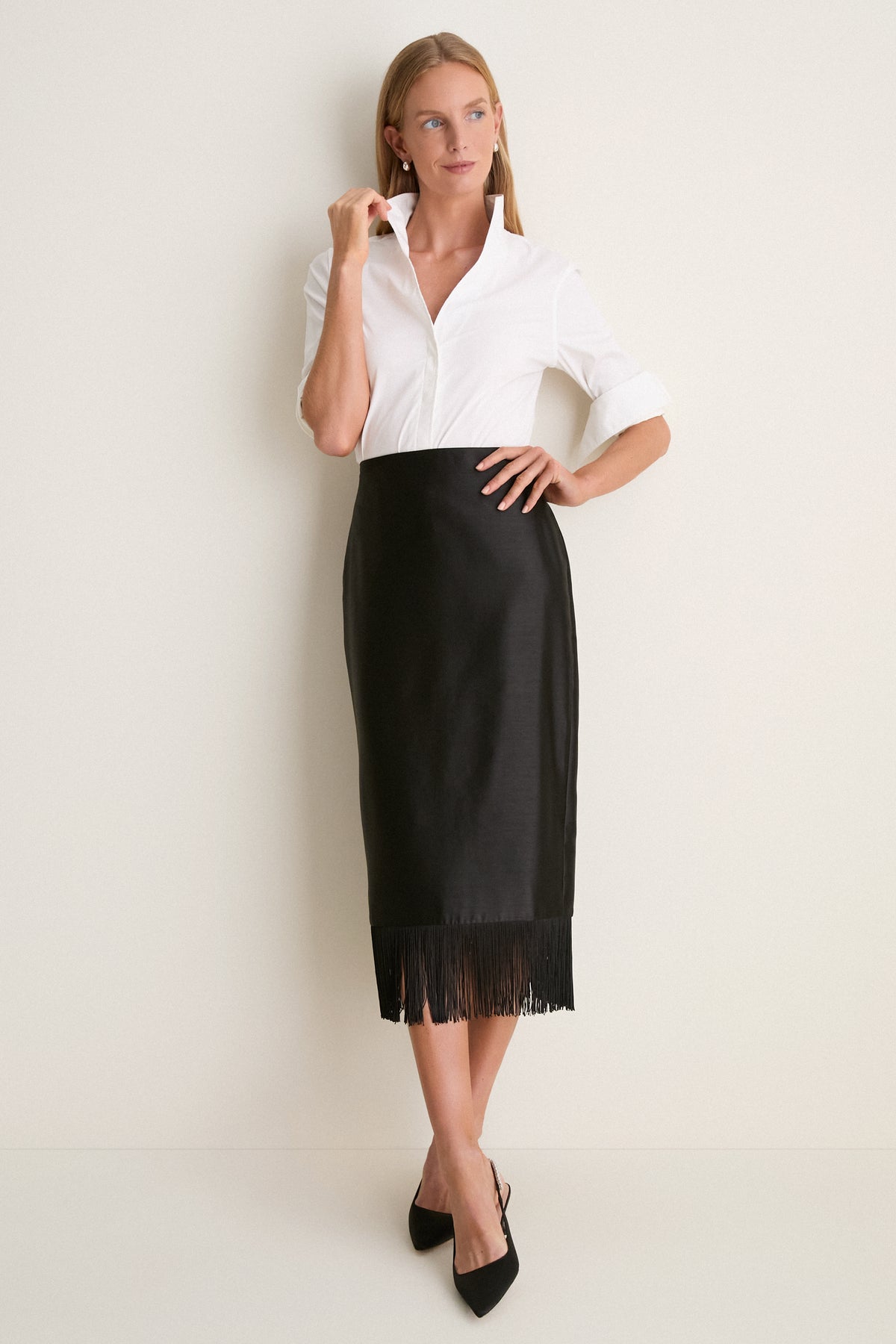 Black Tassel Carnegie Midi Skirt