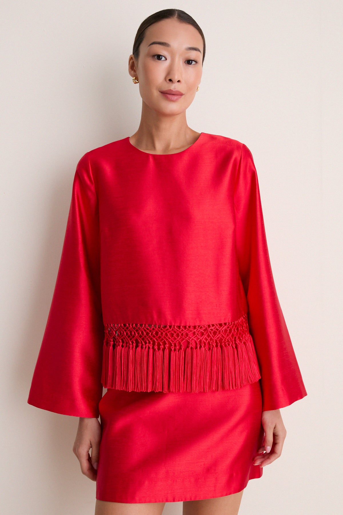 Red Dupioni Maxine Tassel Top