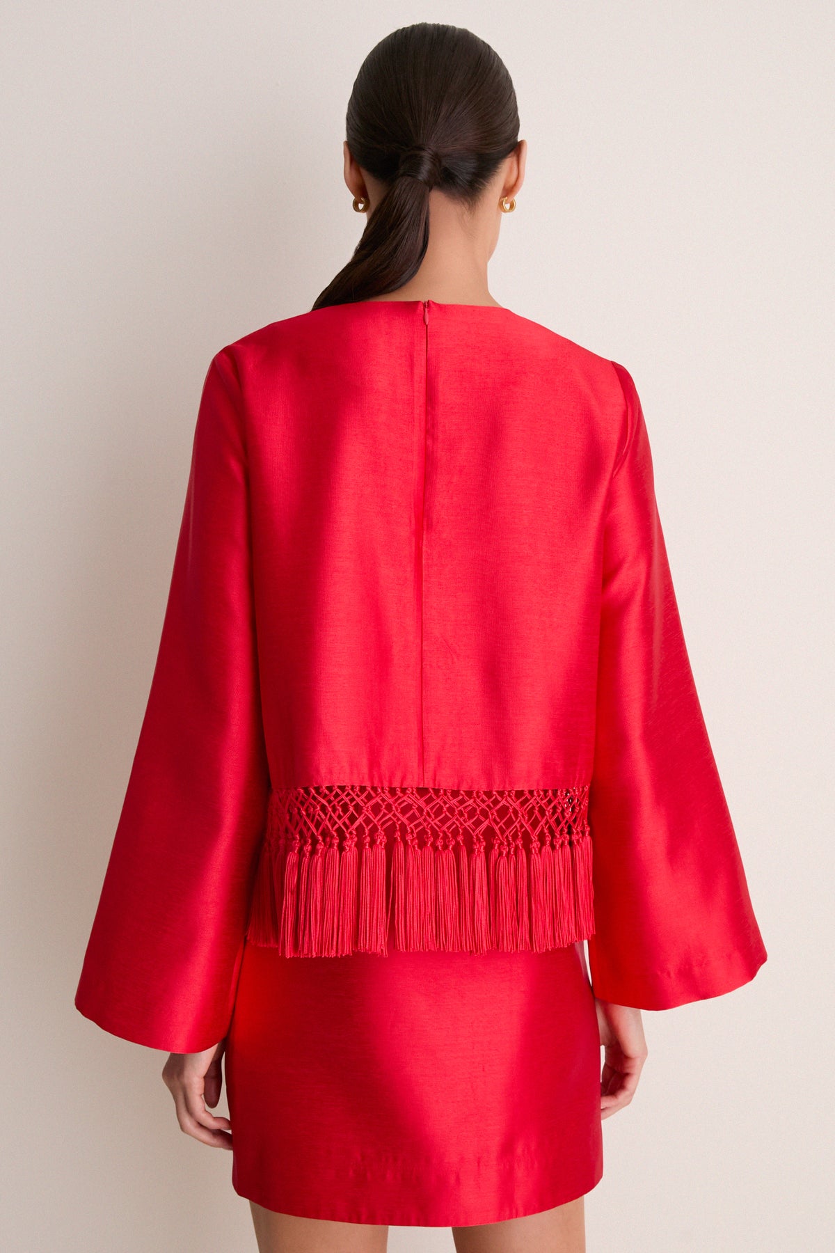 Red Dupioni Maxine Tassel Top