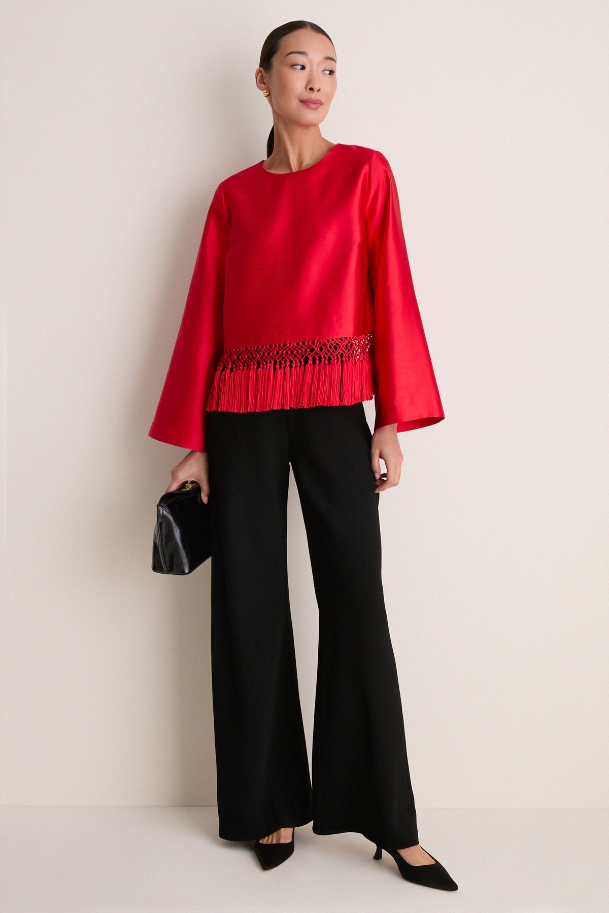 Red Dupioni Maxine Tassel Top