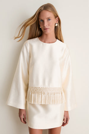 Pearl Dupioni Maxine Tassel Top