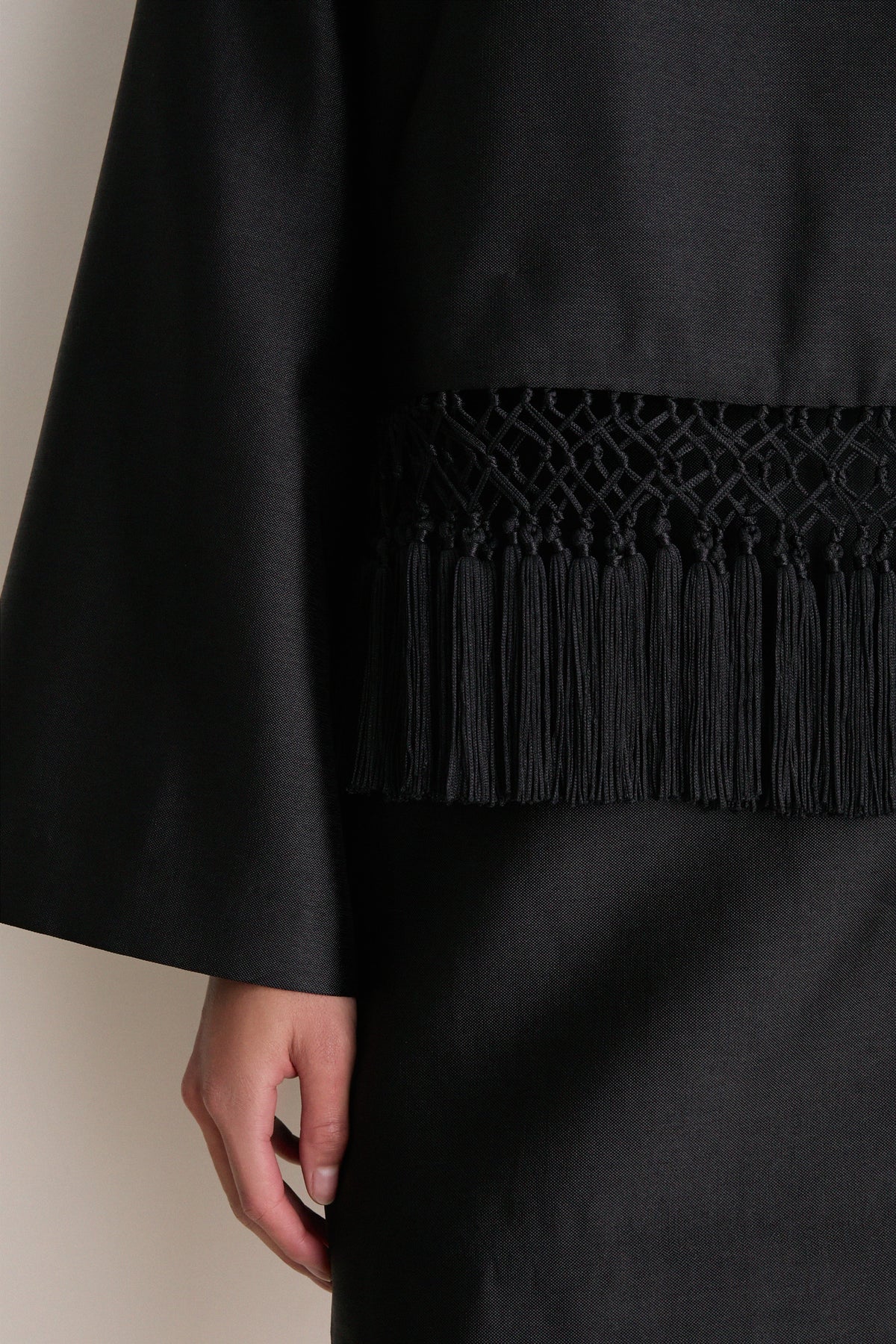 Black Dupioni Maxine Tassel Top