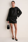 Black Dupioni Maxine Tassel Top