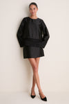 Black Dupioni Maxine Tassel Top