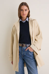 Khaki Drew Mid-Length Trench Coat