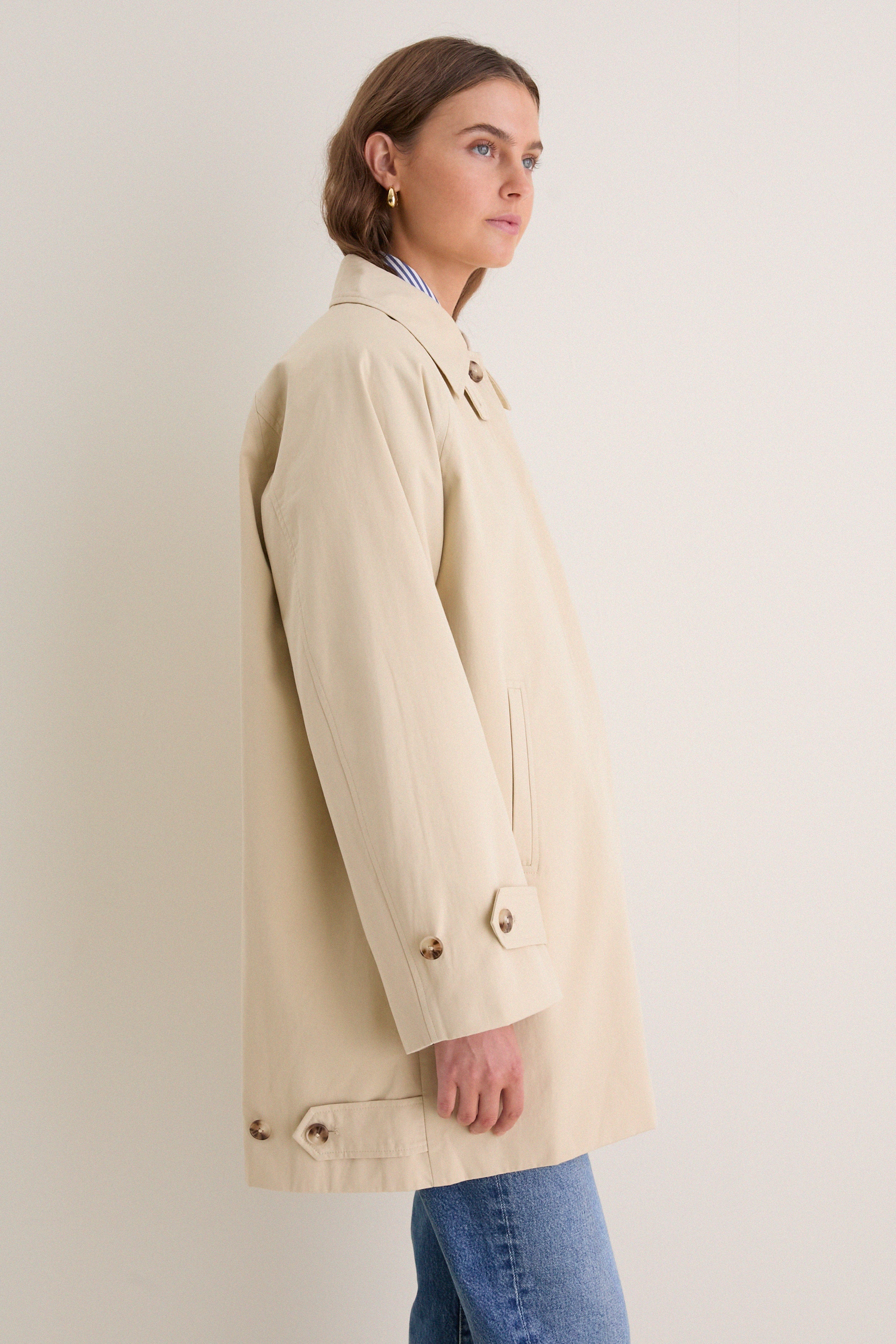Khaki Drew Mid-Length Trench Coat
