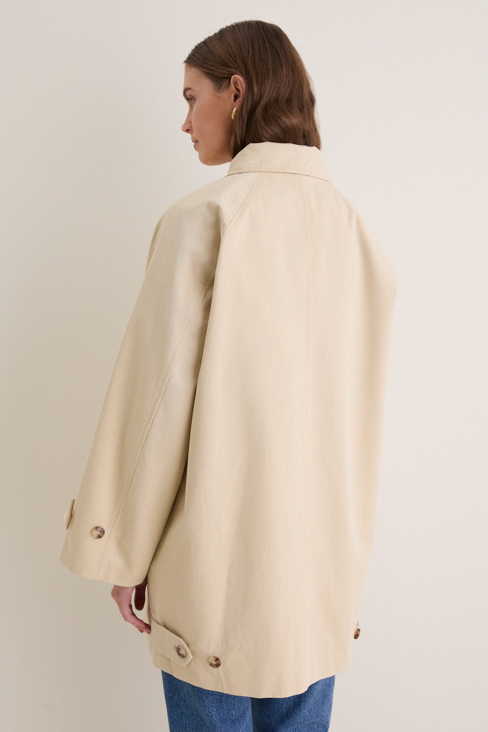 Khaki Drew Mid-Length Trench Coat
