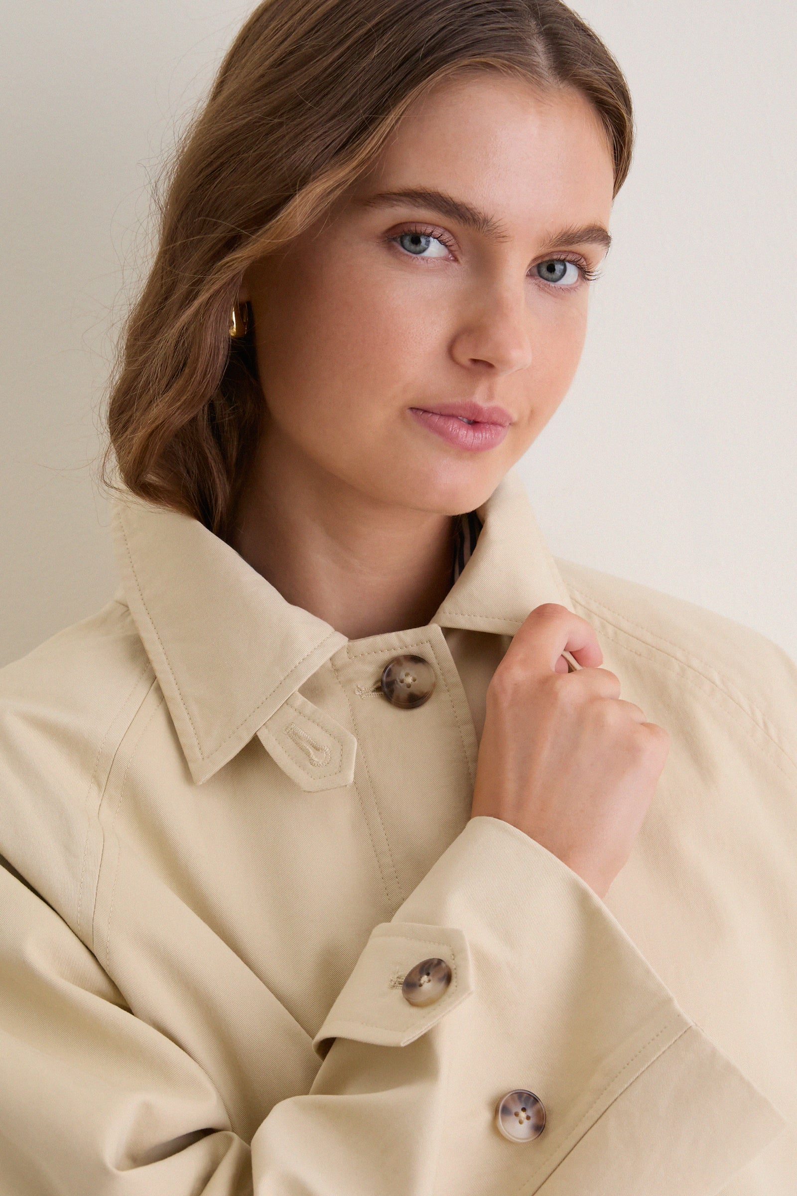 Khaki Drew Mid-Length Trench Coat