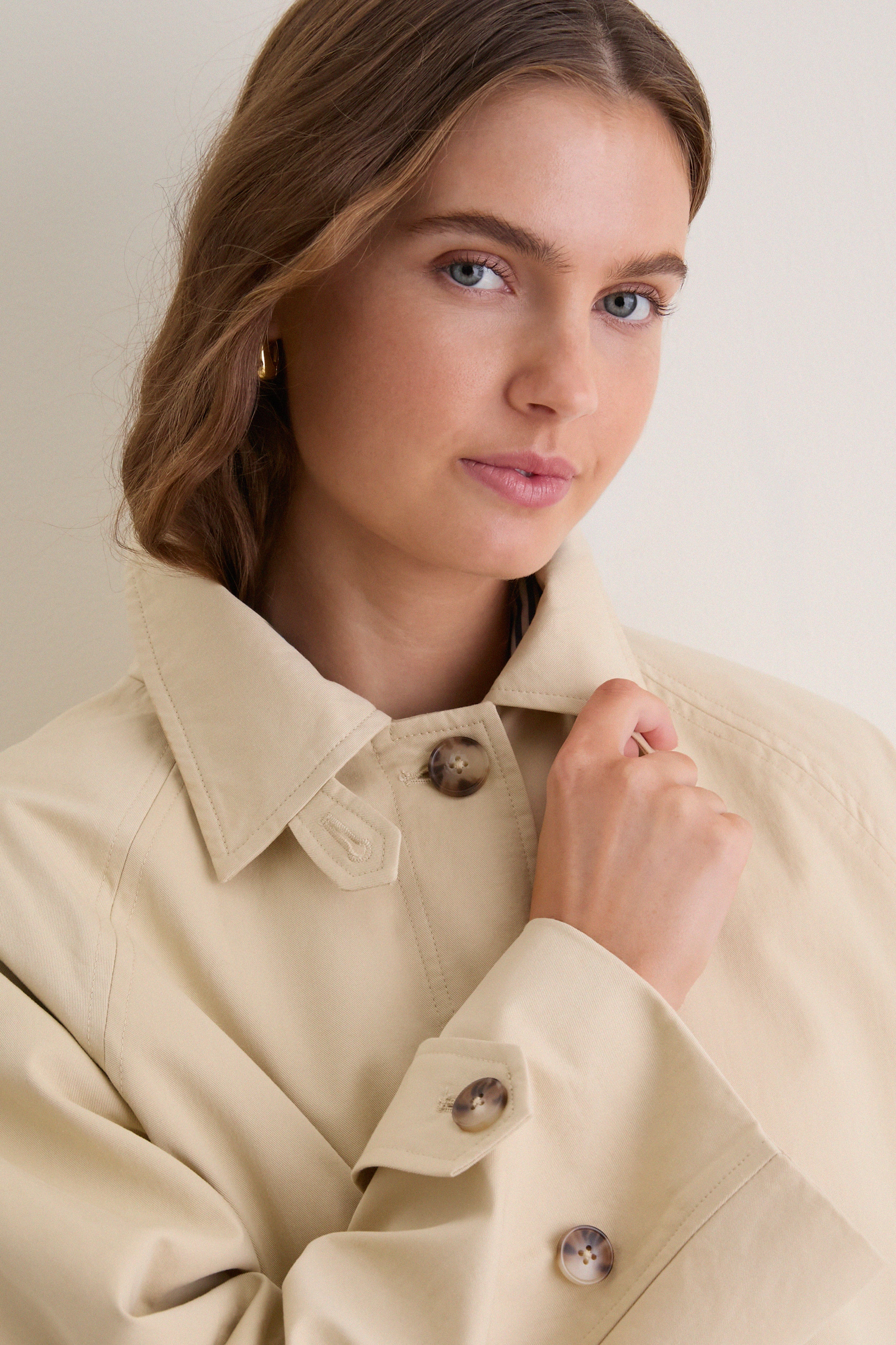 Khaki Drew Mid-Length Trench Coat