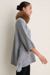 Gray Wool Cashmere Fur Collar Janet Poncho