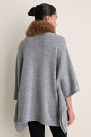 Gray Wool Cashmere Fur Collar Janet Poncho